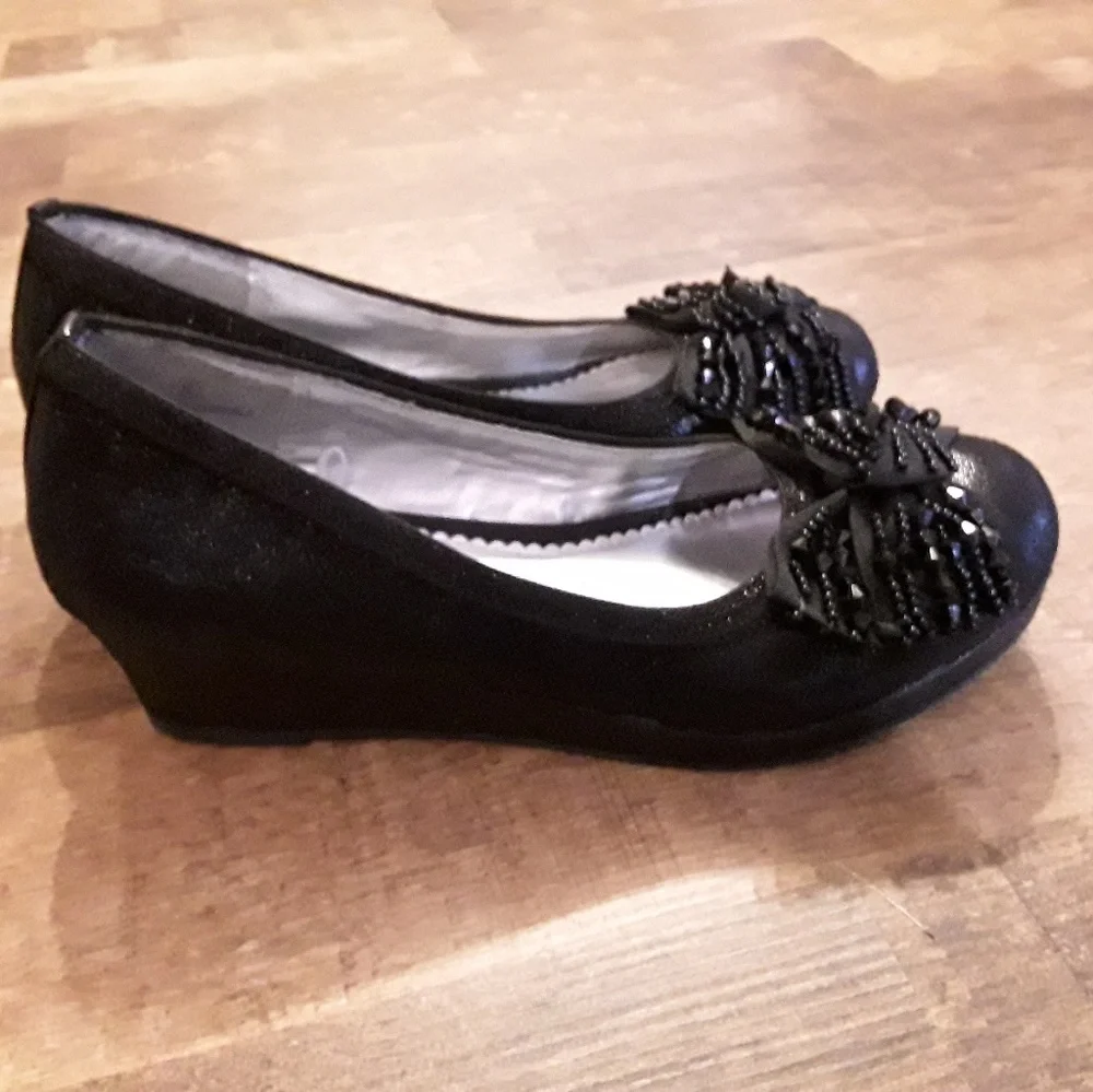 Justice girls  dress black platforms bow detail shoes size 8